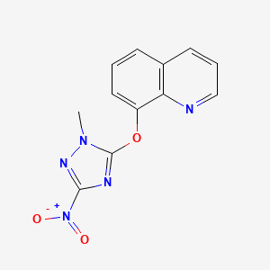 molecular formula C12H9N5O3 B5620789 8-[(1-methyl-3-nitro-1H-1,2,4-triazol-5-yl)oxy]quinoline 