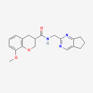 molecular formula C19H21N3O3 B5620795 N-(6,7-dihydro-5H-cyclopenta[d]pyrimidin-2-ylmethyl)-8-methoxy-3-chromanecarboxamide 