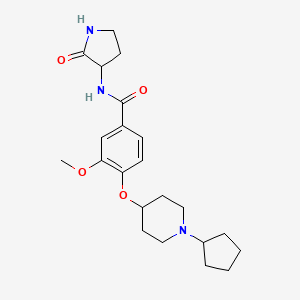 4-[(1-cyclopentylpiperidin-4-yl)oxy]-3-methoxy-N-(2-oxopyrrolidin-3-yl)benzamide