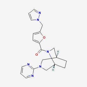 molecular formula C20H22N6O2 B5620820 (1S*,5R*)-6-[5-(1H-pyrazol-1-ylmethyl)-2-furoyl]-3-(2-pyrimidinyl)-3,6-diazabicyclo[3.2.2]nonane 