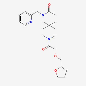 molecular formula C22H31N3O4 B5620821 2-(pyridin-2-ylmethyl)-9-[(tetrahydrofuran-2-ylmethoxy)acetyl]-2,9-diazaspiro[5.5]undecan-3-one 