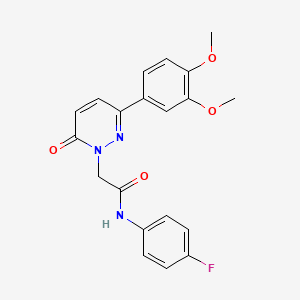 molecular formula C20H18FN3O4 B5620830 2-[3-(3,4-dimethoxyphenyl)-6-oxo-1(6H)-pyridazinyl]-N-(4-fluorophenyl)acetamide 