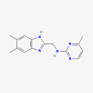 molecular formula C15H17N5 B5620846 N-[(5,6-dimethyl-1H-benzimidazol-2-yl)methyl]-4-methylpyrimidin-2-amine 