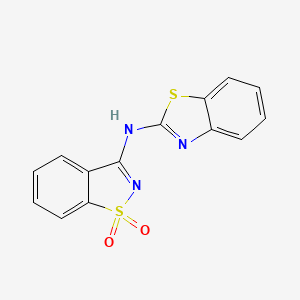 molecular formula C14H9N3O2S2 B5620853 N-1,3-benzothiazol-2-yl-1,2-benzisothiazol-3-amine 1,1-dioxide 