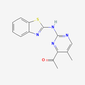 molecular formula C14H12N4OS B5620861 1-[2-(1,3-benzothiazol-2-ylamino)-5-methyl-4-pyrimidinyl]ethanone 