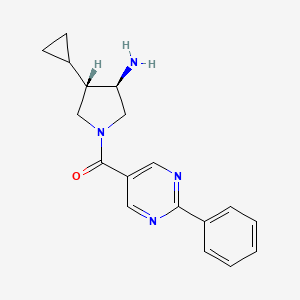 molecular formula C18H20N4O B5620870 (3R*,4S*)-4-cyclopropyl-1-[(2-phenylpyrimidin-5-yl)carbonyl]pyrrolidin-3-amine 