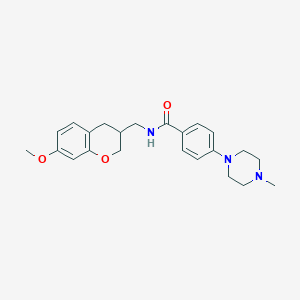 molecular formula C23H29N3O3 B5620876 N-[(7-methoxy-3,4-dihydro-2H-chromen-3-yl)methyl]-4-(4-methylpiperazin-1-yl)benzamide 