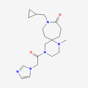 molecular formula C19H29N5O2 B5620906 9-(cyclopropylmethyl)-4-(1H-imidazol-1-ylacetyl)-1-methyl-1,4,9-triazaspiro[5.6]dodecan-10-one 