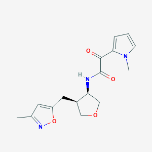 molecular formula C16H19N3O4 B5620927 N-{(3R*,4S*)-4-[(3-methylisoxazol-5-yl)methyl]tetrahydrofuran-3-yl}-2-(1-methyl-1H-pyrrol-2-yl)-2-oxoacetamide 