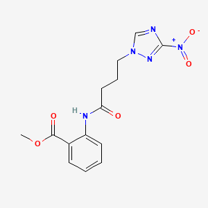 molecular formula C14H15N5O5 B5620968 methyl 2-{[4-(3-nitro-1H-1,2,4-triazol-1-yl)butanoyl]amino}benzoate 