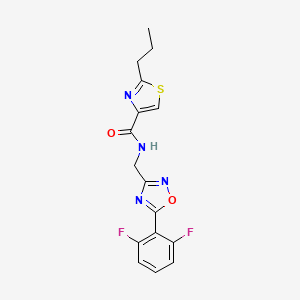 molecular formula C16H14F2N4O2S B5620998 N-{[5-(2,6-difluorophenyl)-1,2,4-oxadiazol-3-yl]methyl}-2-propyl-1,3-thiazole-4-carboxamide 