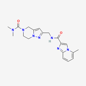 molecular formula C19H23N7O2 B5621011 N,N-dimethyl-2-({[(5-methylimidazo[1,2-a]pyridin-2-yl)carbonyl]amino}methyl)-6,7-dihydropyrazolo[1,5-a]pyrazine-5(4H)-carboxamide 