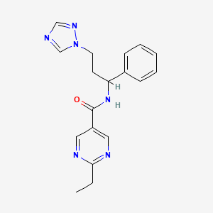 molecular formula C18H20N6O B5621020 2-ethyl-N-[1-phenyl-3-(1H-1,2,4-triazol-1-yl)propyl]-5-pyrimidinecarboxamide 