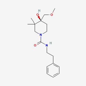 molecular formula C18H28N2O3 B5621034 (4S*)-4-hydroxy-4-(methoxymethyl)-3,3-dimethyl-N-(2-phenylethyl)piperidine-1-carboxamide 