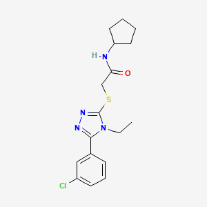 molecular formula C17H21ClN4OS B5621075 2-{[5-(3-chlorophenyl)-4-ethyl-4H-1,2,4-triazol-3-yl]thio}-N-cyclopentylacetamide 