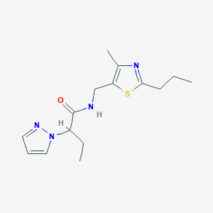 molecular formula C15H22N4OS B5621097 N-[(4-methyl-2-propyl-1,3-thiazol-5-yl)methyl]-2-(1H-pyrazol-1-yl)butanamide 