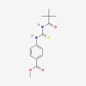 molecular formula C14H18N2O3S B5621114 methyl 4-({[(2,2-dimethylpropanoyl)amino]carbonothioyl}amino)benzoate 