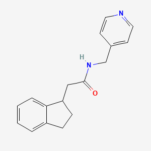 molecular formula C17H18N2O B5621138 2-(2,3-dihydro-1H-inden-1-yl)-N-(4-pyridinylmethyl)acetamide 