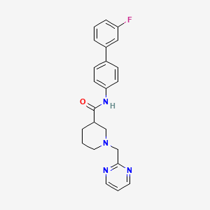 molecular formula C23H23FN4O B5621144 N-(3'-fluorobiphenyl-4-yl)-1-(pyrimidin-2-ylmethyl)piperidine-3-carboxamide 