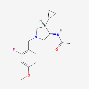 molecular formula C17H23FN2O2 B5621158 N-[rel-(3R,4S)-4-cyclopropyl-1-(2-fluoro-4-methoxybenzyl)-3-pyrrolidinyl]acetamide hydrochloride 