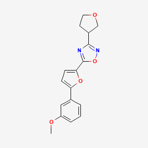 molecular formula C17H16N2O4 B5621160 5-[5-(3-methoxyphenyl)-2-furyl]-3-(tetrahydrofuran-3-yl)-1,2,4-oxadiazole 
