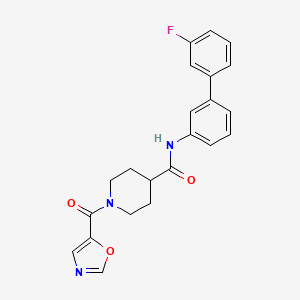 molecular formula C22H20FN3O3 B5621167 N-(3'-fluorobiphenyl-3-yl)-1-(1,3-oxazol-5-ylcarbonyl)piperidine-4-carboxamide 
