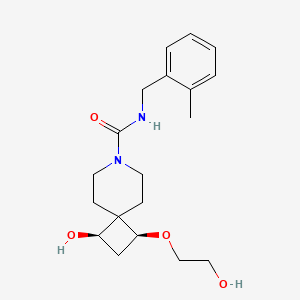 molecular formula C19H28N2O4 B5621198 (1R*,3S*)-1-hydroxy-3-(2-hydroxyethoxy)-N-(2-methylbenzyl)-7-azaspiro[3.5]nonane-7-carboxamide 