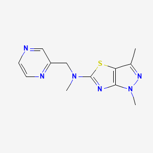molecular formula C12H14N6S B5621208 N,1,3-trimethyl-N-(pyrazin-2-ylmethyl)-1H-pyrazolo[3,4-d][1,3]thiazol-5-amine 
