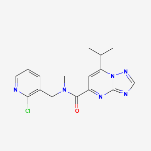 molecular formula C16H17ClN6O B5621227 N-[(2-chloro-3-pyridinyl)methyl]-7-isopropyl-N-methyl[1,2,4]triazolo[1,5-a]pyrimidine-5-carboxamide 
