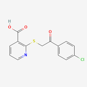 molecular formula C14H10ClNO3S B5621299 2-{[2-(4-chlorophenyl)-2-oxoethyl]thio}nicotinic acid 