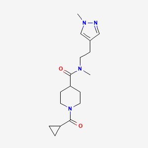 molecular formula C17H26N4O2 B5621302 1-(cyclopropylcarbonyl)-N-methyl-N-[2-(1-methyl-1H-pyrazol-4-yl)ethyl]-4-piperidinecarboxamide 