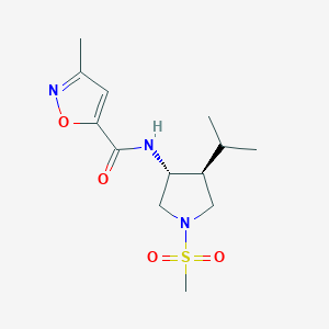 molecular formula C13H21N3O4S B5621309 N-[(3R*,4S*)-4-isopropyl-1-(methylsulfonyl)-3-pyrrolidinyl]-3-methyl-5-isoxazolecarboxamide 