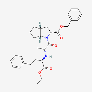 molecular formula C30H38N2O5 B562133 [2R,3aR,6aR]-1-[(2(R)-2-[[(1R)-1-Ethoxycarbonxyl)-3-phenylpropyl]amino]-1-oxopropyl]octahydrocyclopenta[6]pyrrole-2-carboxylic Acid, Benzyl Ester CAS No. 1356847-95-4