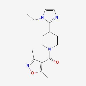 molecular formula C16H22N4O2 B5621335 1-[(3,5-dimethyl-4-isoxazolyl)carbonyl]-4-(1-ethyl-1H-imidazol-2-yl)piperidine 