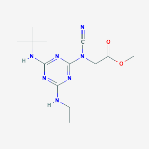 molecular formula C13H21N7O2 B5621387 methyl N-[4-(tert-butylamino)-6-(ethylamino)-1,3,5-triazin-2-yl]-N-cyanoglycinate 