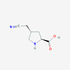 molecular formula C7H10N2O2 B056214 L-Proline, 4-(cyanomethyl)-, trans- CAS No. 119595-95-8
