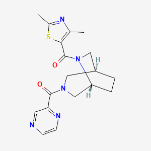molecular formula C18H21N5O2S B5621453 (1S*,5R*)-6-[(2,4-dimethyl-1,3-thiazol-5-yl)carbonyl]-3-(2-pyrazinylcarbonyl)-3,6-diazabicyclo[3.2.2]nonane 