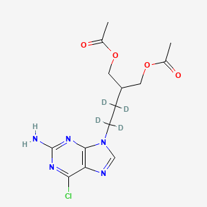 molecular formula C14H18ClN5O4 B562151 9-(4-Acetoxy-3-acetoxymethylbutyl)-2-amino-6-chloropurine-d4 CAS No. 1020718-81-3
