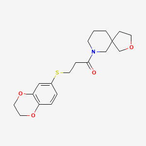 molecular formula C19H25NO4S B5621570 7-[3-(2,3-dihydro-1,4-benzodioxin-6-ylthio)propanoyl]-2-oxa-7-azaspiro[4.5]decane 