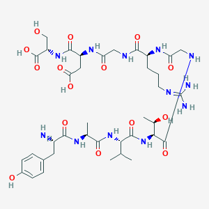 molecular formula C38H60N12O15 B056216 Tyrosyl-alanyl-valyl-threonyl-glycyl-arginyl-glycyl-aspartyl-serine CAS No. 115834-39-4