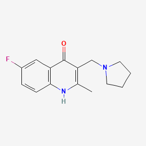 molecular formula C15H17FN2O B5621625 6-fluoro-2-methyl-3-(1-pyrrolidinylmethyl)-4-quinolinol 