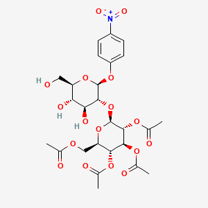 molecular formula C26H33NO17 B562166 4-Nitrophenyl 2-O-(2,3,4,6-tetra-O-acetyl-b-D-glucopyranosyl)-b-D-glucopyranoside CAS No. 26255-69-6