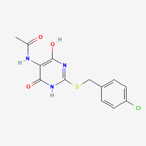 molecular formula C13H12ClN3O3S B5621663 N-{2-[(4-chlorobenzyl)thio]-4,6-dihydroxy-5-pyrimidinyl}acetamide 