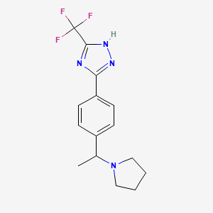 molecular formula C15H17F3N4 B5621665 3-[4-(1-pyrrolidin-1-ylethyl)phenyl]-5-(trifluoromethyl)-1H-1,2,4-triazole 