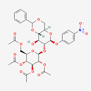 molecular formula C33H37NO17 B562167 4-Nitrophenyl 2-O-(2,3,4,6-tetra-O-acetyl-b-D-glucopyranosyl)-4,6-O-benzylidene-b-D-glucopyranoside CAS No. 26255-68-5