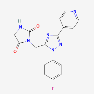 molecular formula C17H13FN6O2 B5621687 3-{[1-(4-fluorophenyl)-3-pyridin-4-yl-1H-1,2,4-triazol-5-yl]methyl}imidazolidine-2,4-dione 