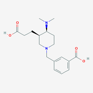 molecular formula C18H26N2O4 B5621728 3-{[(3R*,4S*)-3-(2-carboxyethyl)-4-(dimethylamino)piperidin-1-yl]methyl}benzoic acid 