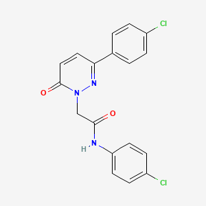 molecular formula C18H13Cl2N3O2 B5621733 N-(4-chlorophenyl)-2-[3-(4-chlorophenyl)-6-oxo-1(6H)-pyridazinyl]acetamide 