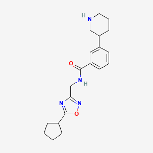 N-[(5-cyclopentyl-1,2,4-oxadiazol-3-yl)methyl]-3-piperidin-3-ylbenzamide