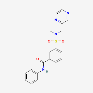 molecular formula C19H18N4O3S B5621749 3-{[methyl(pyrazin-2-ylmethyl)amino]sulfonyl}-N-phenylbenzamide 